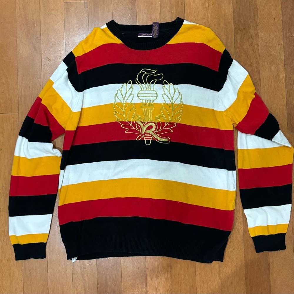Vintage Y2K Rocawear Sweater Men Size XL Gold Red Black and White Crew Neck